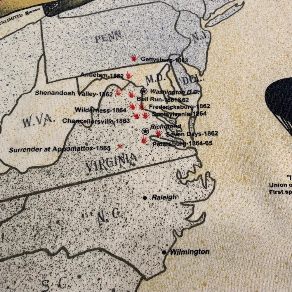 Vintage 90s art unlimited civil war all over print sweatshirt made in USA - Picture 5 of 9